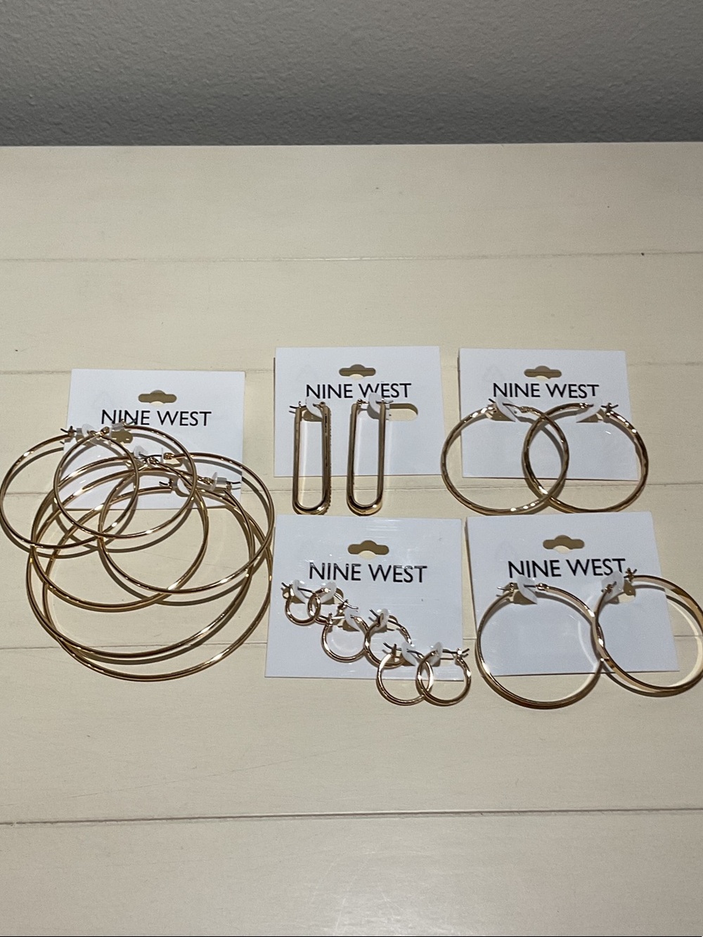 Nine West Gold-Tone Mixed Hoop & Geometric Earring Set